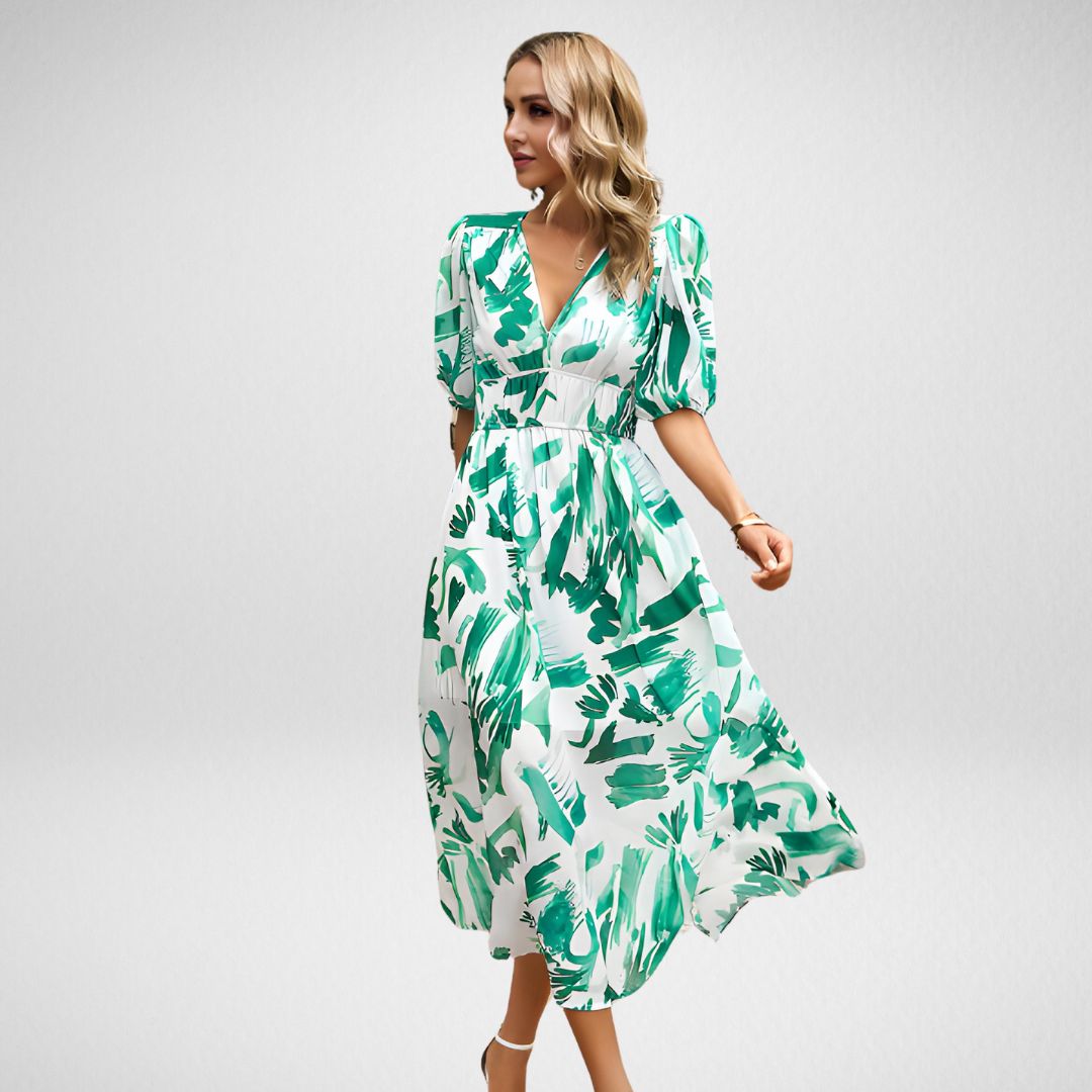 Damen - Freizeitkleid mit V-Ausschnitt - Weicher Stoff - Bequemen Alltagsstil - Ideal für jede Gelegenheit