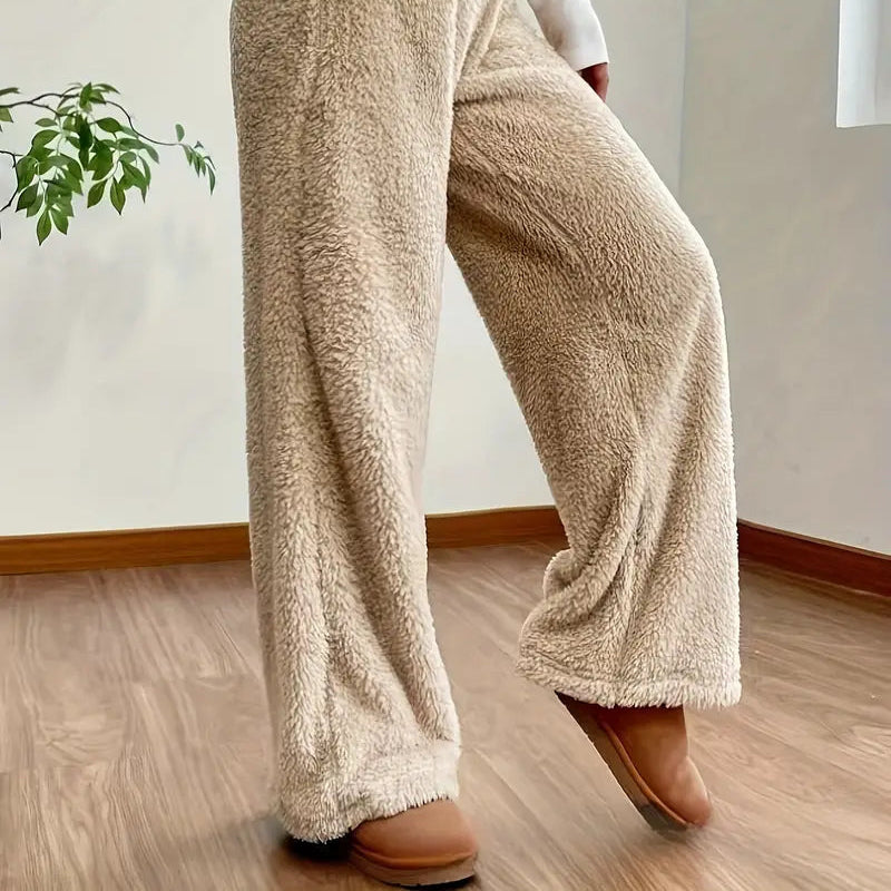Damen - Teddy Sherpa Hose - Weich und Gemütlich - Perfekt für Zuhause