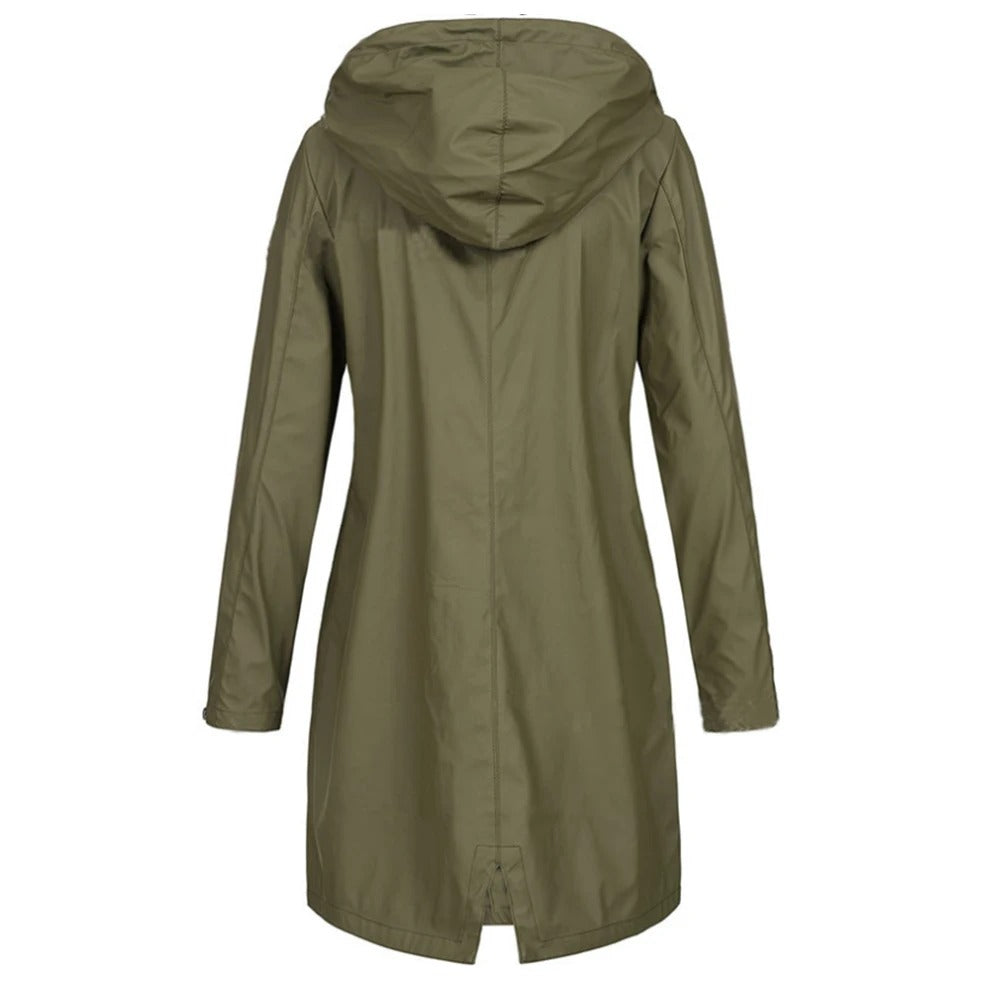 Damen - Lange Herbstjacke - Hohem Kragen - Stilvoll und Bequem für die kühle Jahreszeit