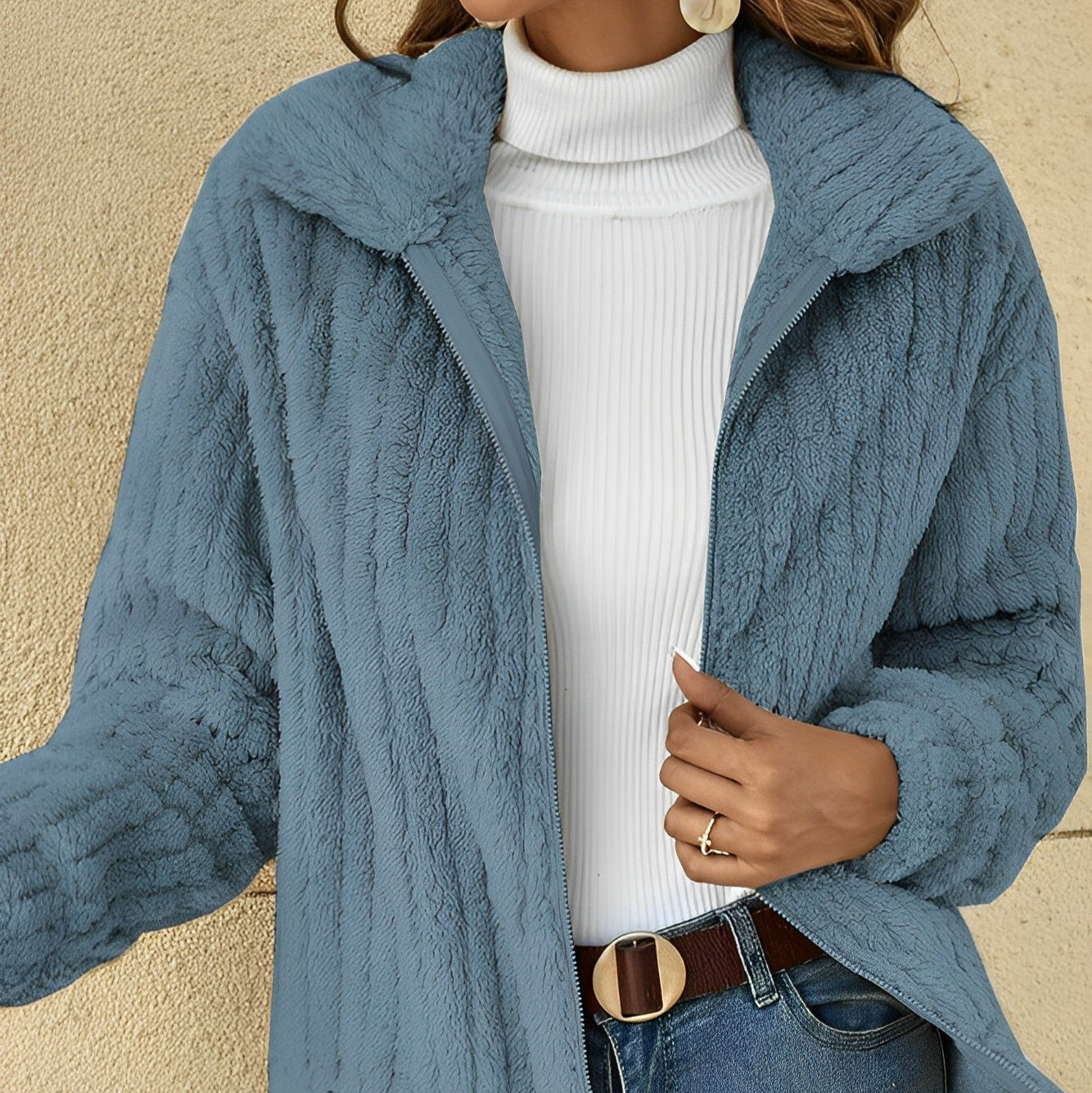 Damen - Teddy Mantel - Kuscheliger Stil - Lockere Passform - Stylischer Mantel für kalte Tage