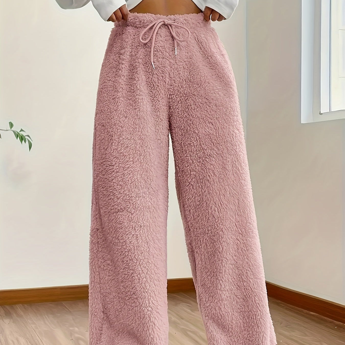 Damen - Teddy Sherpa Hose - Weich und Gemütlich - Perfekt für Zuhause