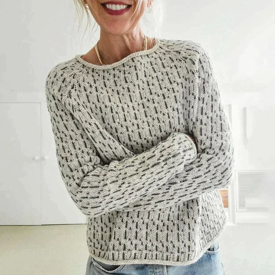 Damen - Strickpullover - Weichem Material - Eleganter Grauer Langarm Pullover - Ideal für jeden Anlass