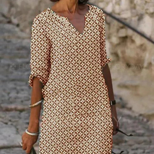 Damen - Freizeitkleid - Leicht Stoff - Lockerer Schnitt - Bequem für Jeden Tag - Ideal für Ihren Alltag