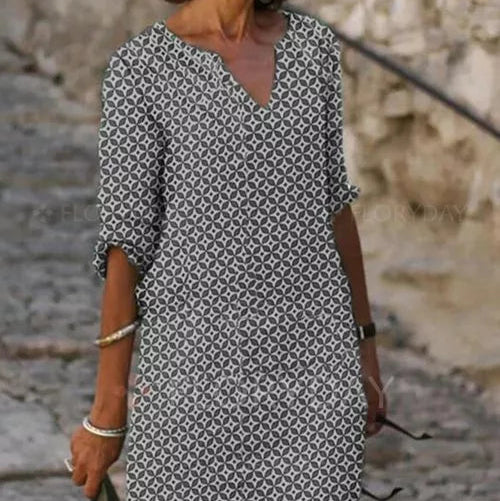 Damen - Freizeitkleid - Leicht Stoff - Lockerer Schnitt - Bequem für Jeden Tag - Ideal für Ihren Alltag