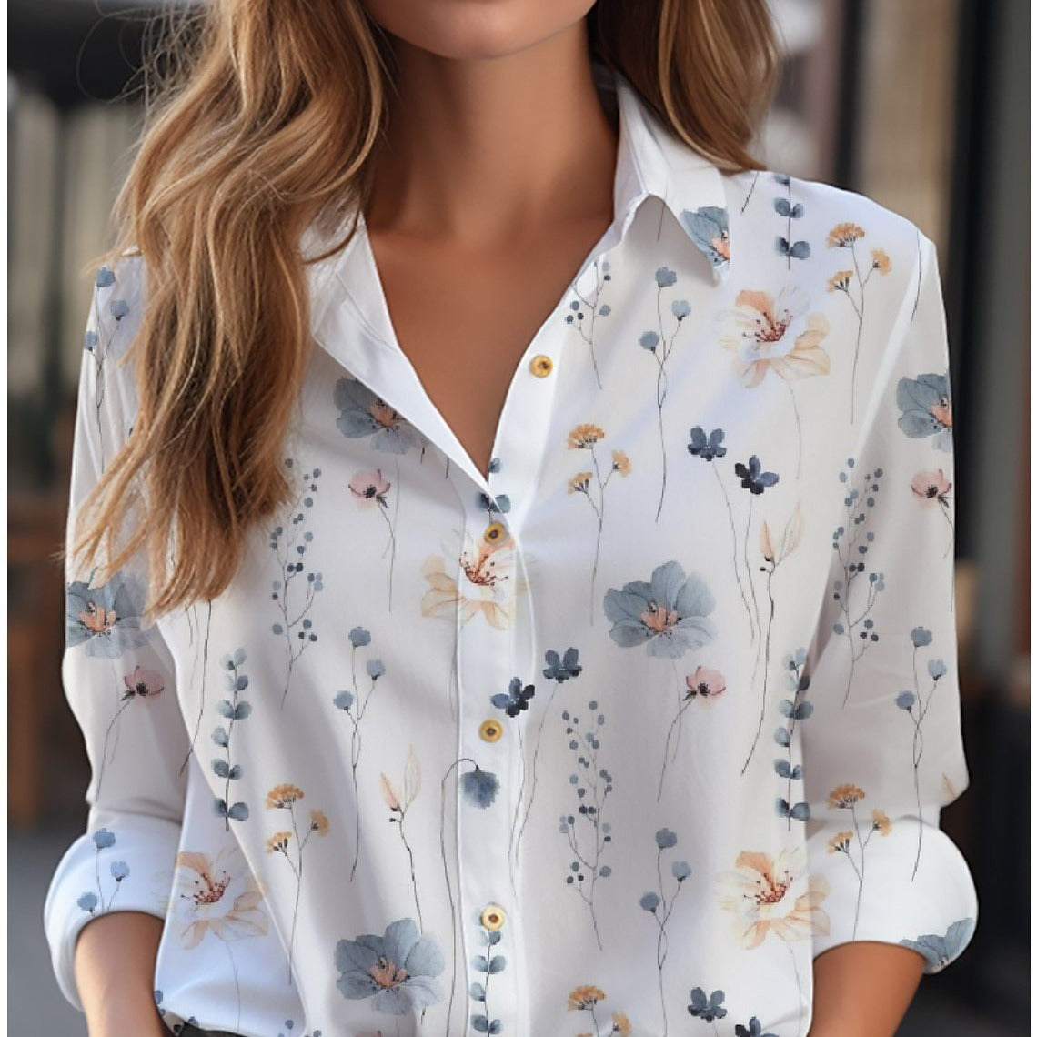 Damen - Bluse mit Blumenmuster - Polyester - Leicht & Stylisch - Ideal für den Frühling - Trendy und Bequem