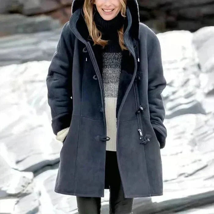 Damen - Fleecejacke - Leichtes Design - Integrierte Kapuze - Winter Style mit Kapuze