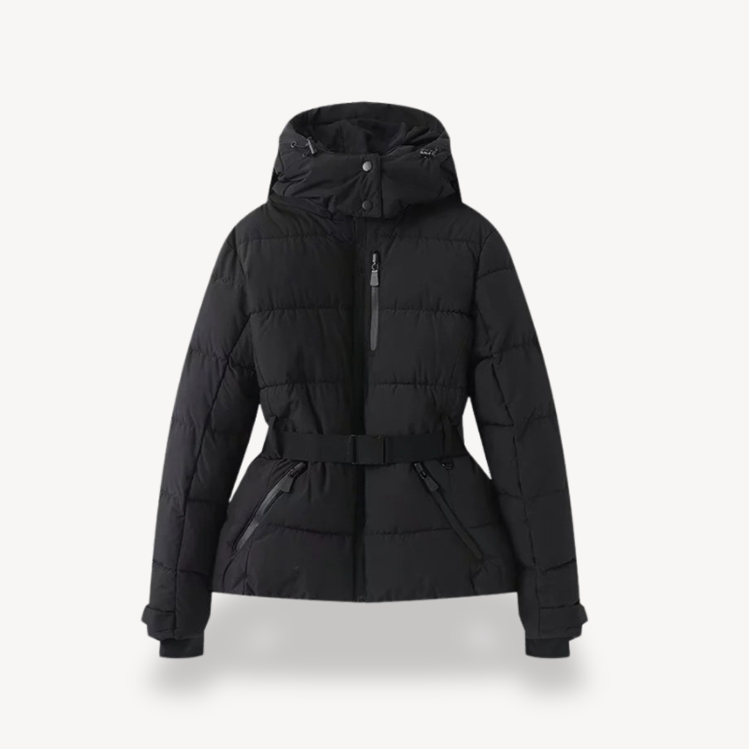 Damen - Pufferjacke - Kapuze und Gürtel - Warmer Komfort - Modischer Winterstil