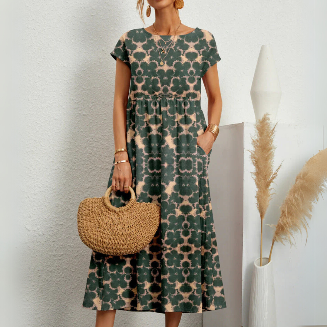 Damen - Florales Midikleid - Atmungsaktive Material - Leicht & Luftig - Ideal für Frühlings- und Sommerausflüge