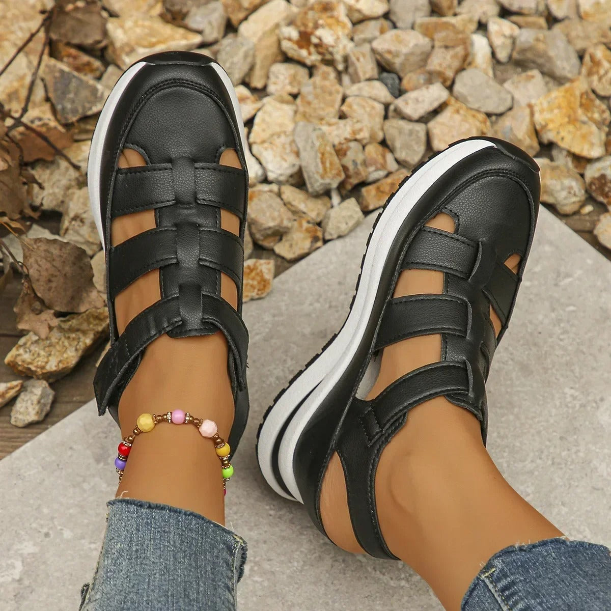 Damen - Komfort Sandalen - Synthetischen Materialien - Ideal für den Alltag - Bequeme und modische Schuhe