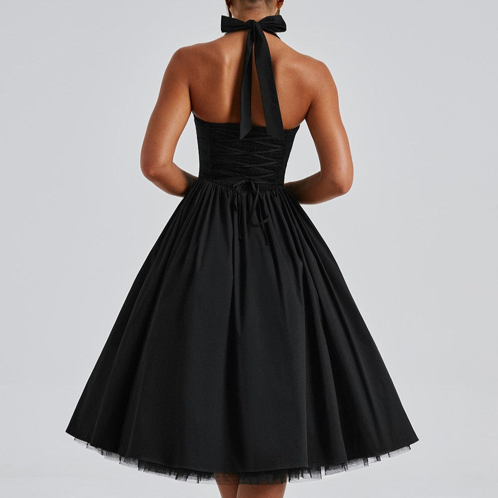 Damen - Midikleid mit Neckholder - Polyestermischung - Strukturierte Passform & ausgestellter Rock für jeden Anlass