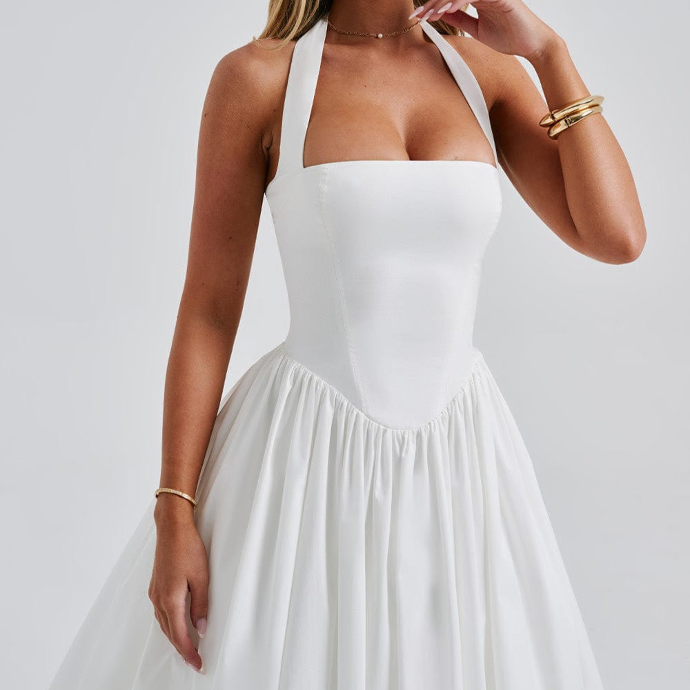Damen - Midikleid mit Neckholder - Polyestermischung - Strukturierte Passform & ausgestellter Rock für jeden Anlass