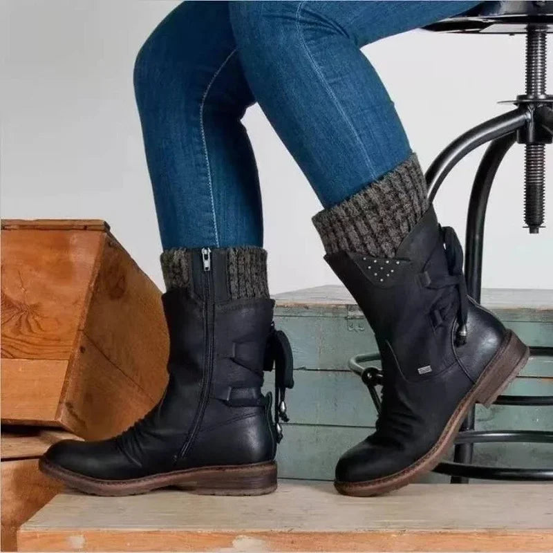 Damen - Winterstiefeletten - Schnürung - Stylisch & Warm - Perfekt für jeden Anlass