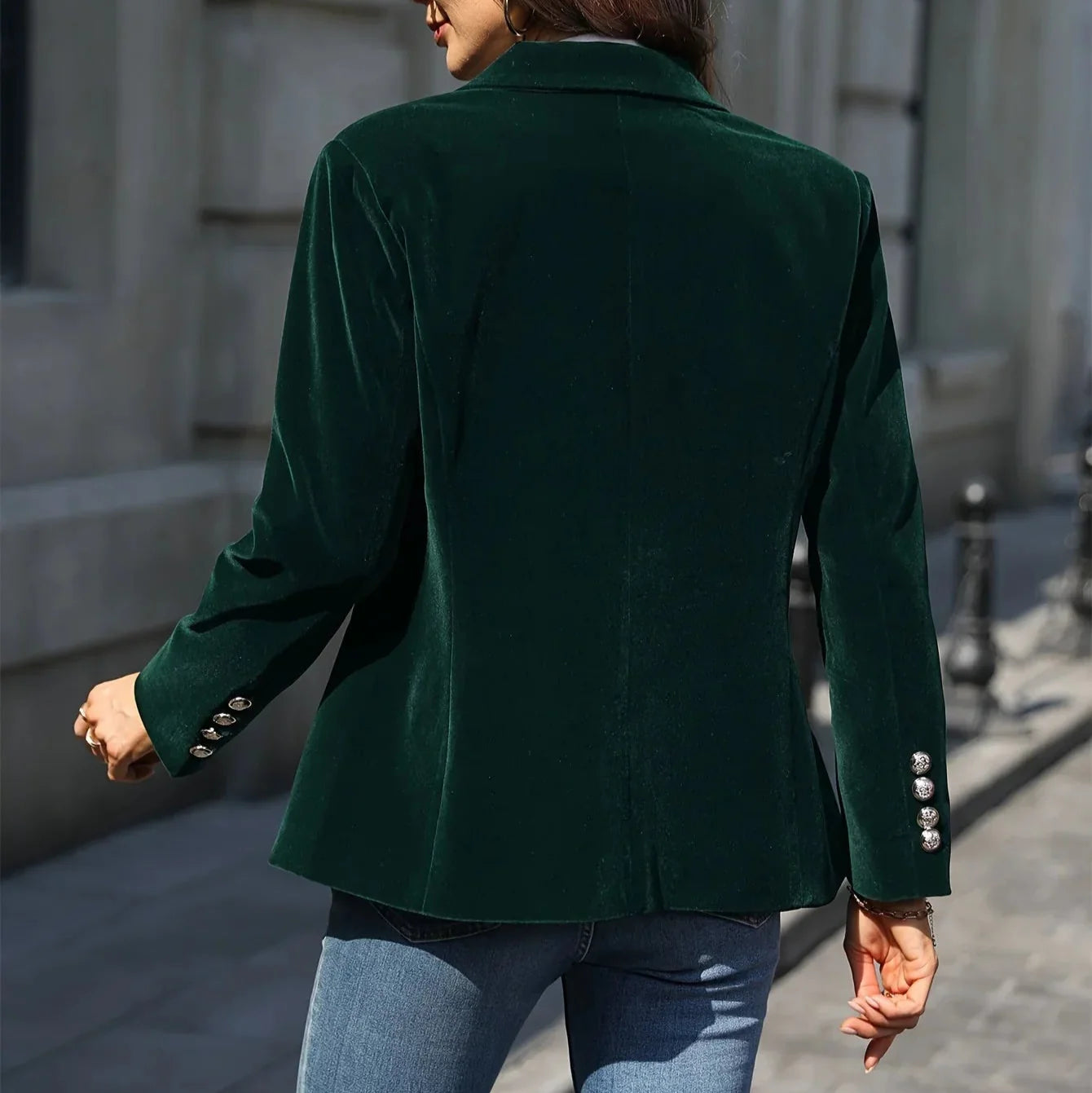Damen - Blazer - Samt - Eleganter Stil mit goldenen Knöpfen - Perfekt für besondere Anlässe
