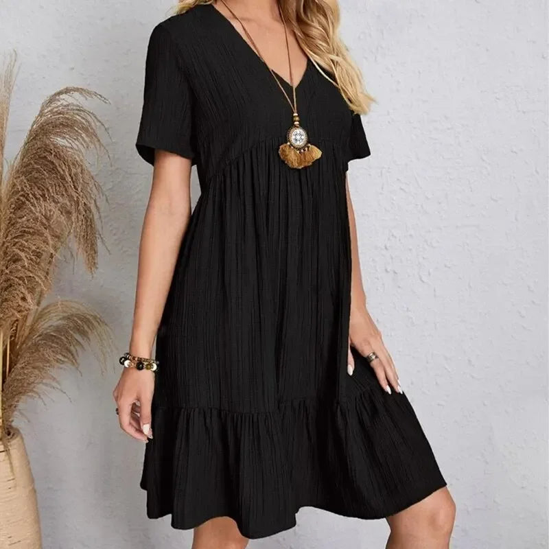 Damen - Elegantes Schößchenkleid - Weiche Polyester Mischung - Schickes Design, Ideal für jeden Anlass