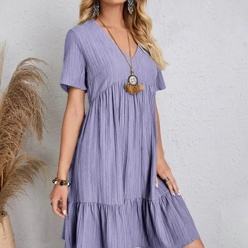 Damen - Elegantes Schößchenkleid - Weiche Polyester Mischung - Schickes Design, Ideal für jeden Anlass