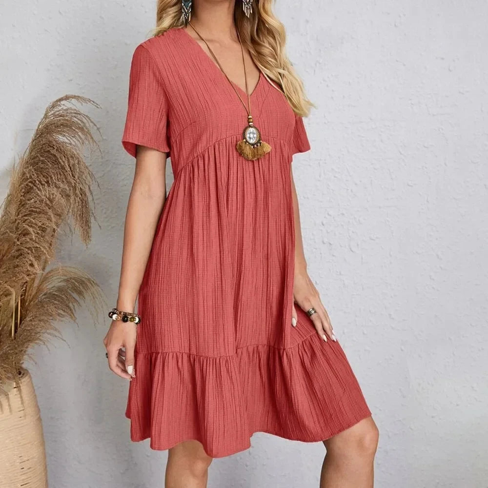 Damen - Elegantes Schößchenkleid - Weiche Polyester Mischung - Schickes Design, Ideal für jeden Anlass