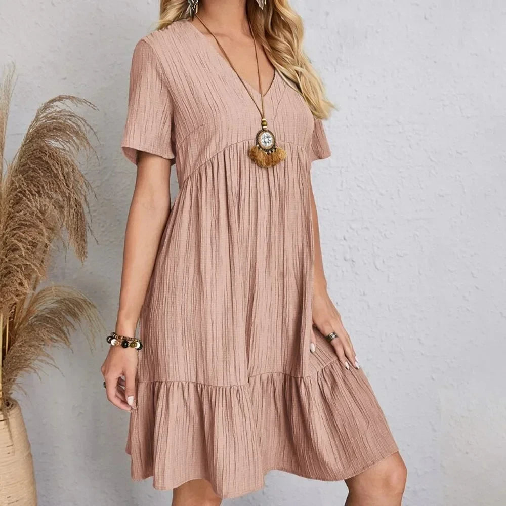 Damen - Elegantes Schößchenkleid - Weiche Polyester Mischung - Schickes Design, Ideal für jeden Anlass