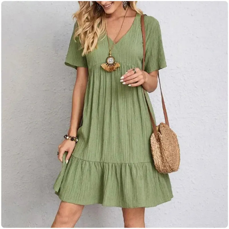 Damen - Elegantes Schößchenkleid - Weiche Polyester Mischung - Schickes Design, Ideal für jeden Anlass