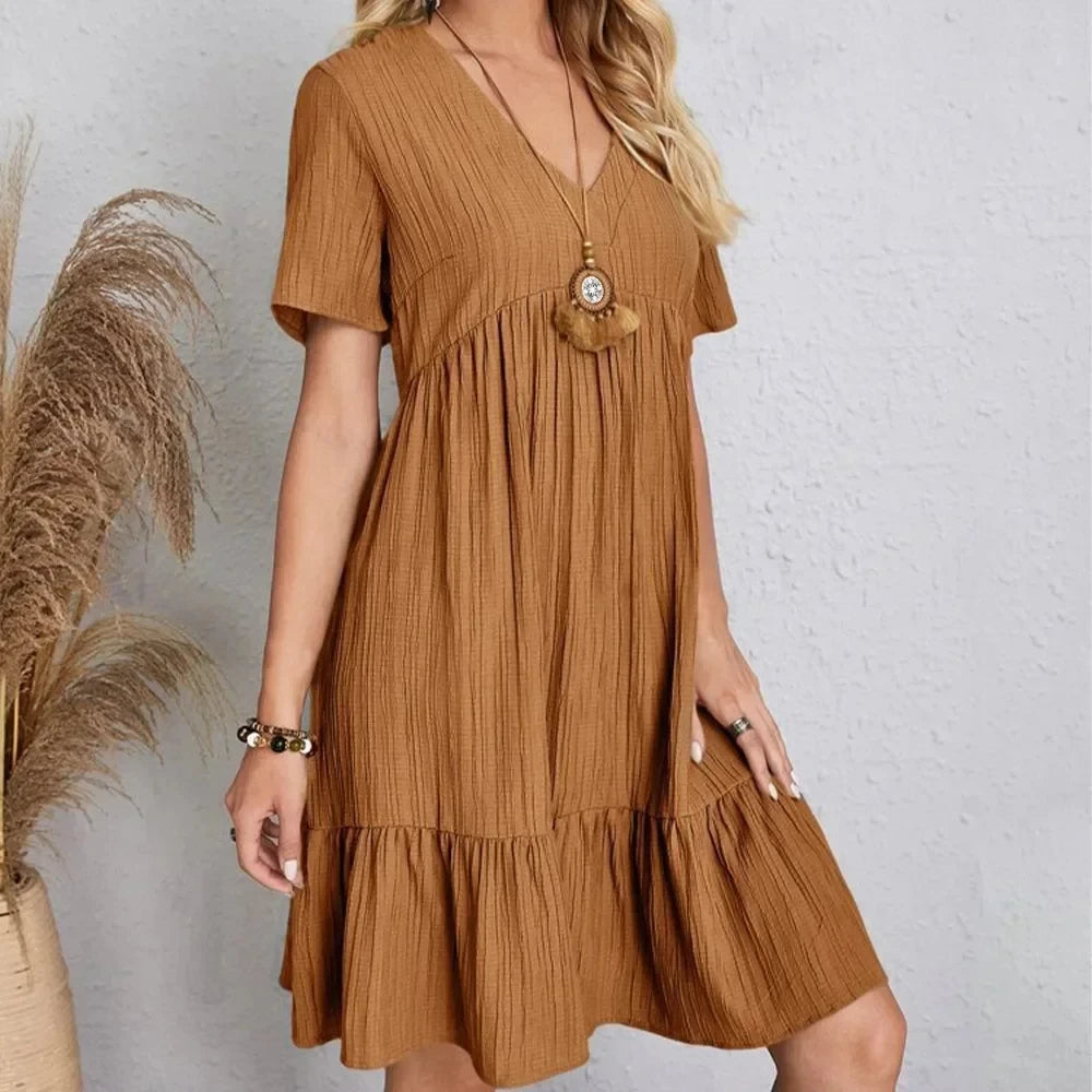Damen - Elegantes Schößchenkleid - Weiche Polyester Mischung - Schickes Design, Ideal für jeden Anlass