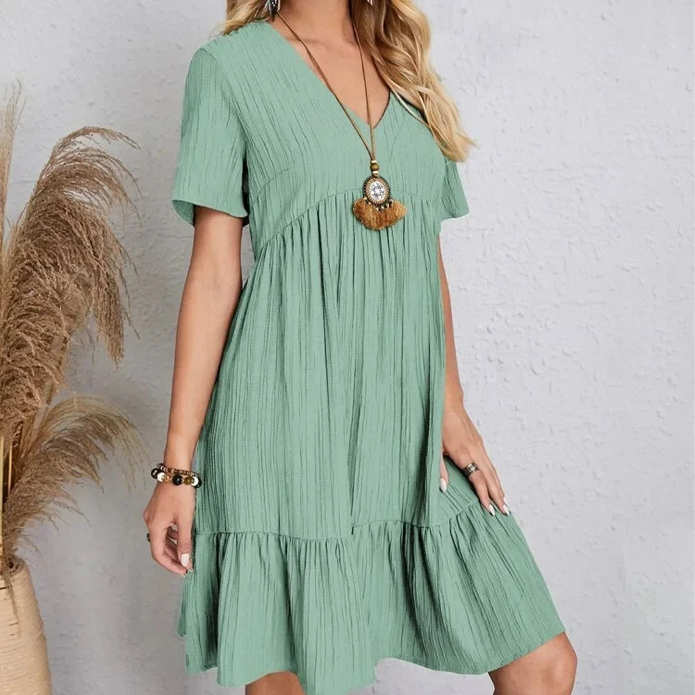 Damen - Elegantes Schößchenkleid - Weiche Polyester Mischung - Schickes Design, Ideal für jeden Anlass