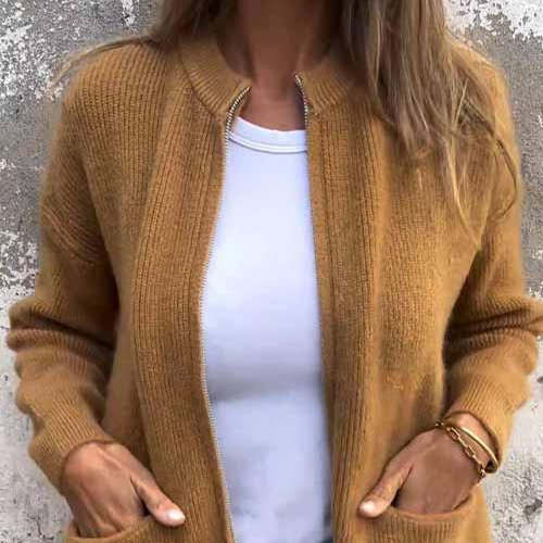 Damen - Strickjacke mit offener Vorderseite - Wollmischung  - Bequeme und stilvolle Übergangsjacke