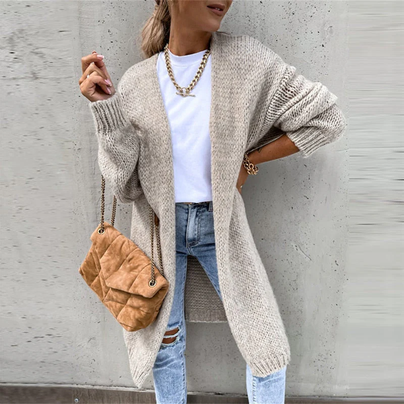 Damen - Strickjacke mit offener Vorderseite - Wollmischung - Bequem und stilvoll für jede Gelegenheit