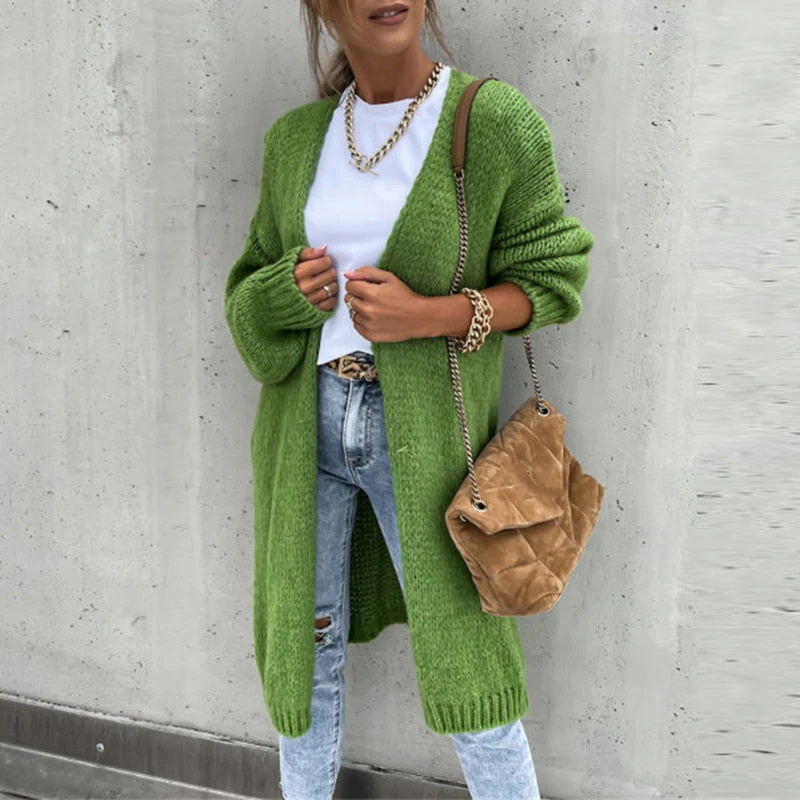 Damen - Strickjacke mit offener Vorderseite - Wollmischung - Bequem und stilvoll für jede Gelegenheit
