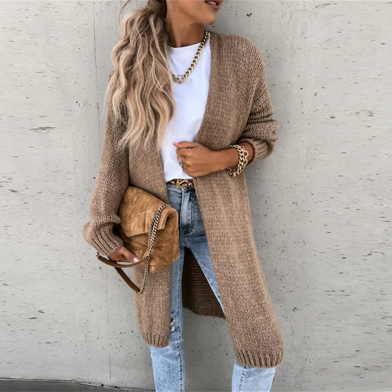 Damen - Strickjacke mit offener Vorderseite - Wollmischung - Bequem und stilvoll für jede Gelegenheit