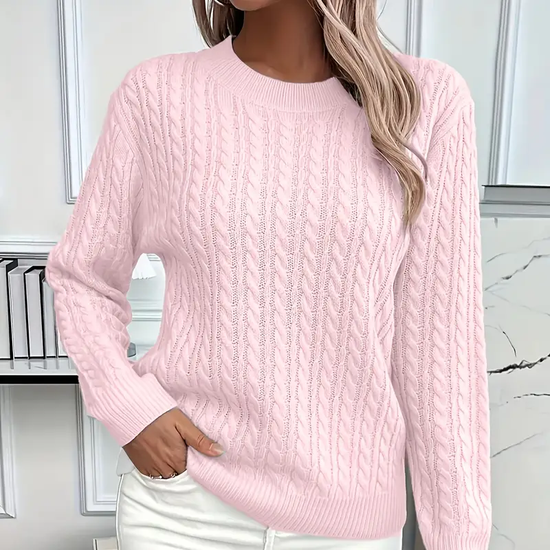 Damen - Sweatshirt - Klassische Passform - Zopfstrick-Look - Bequem und stilvoll für jeden Anlass
