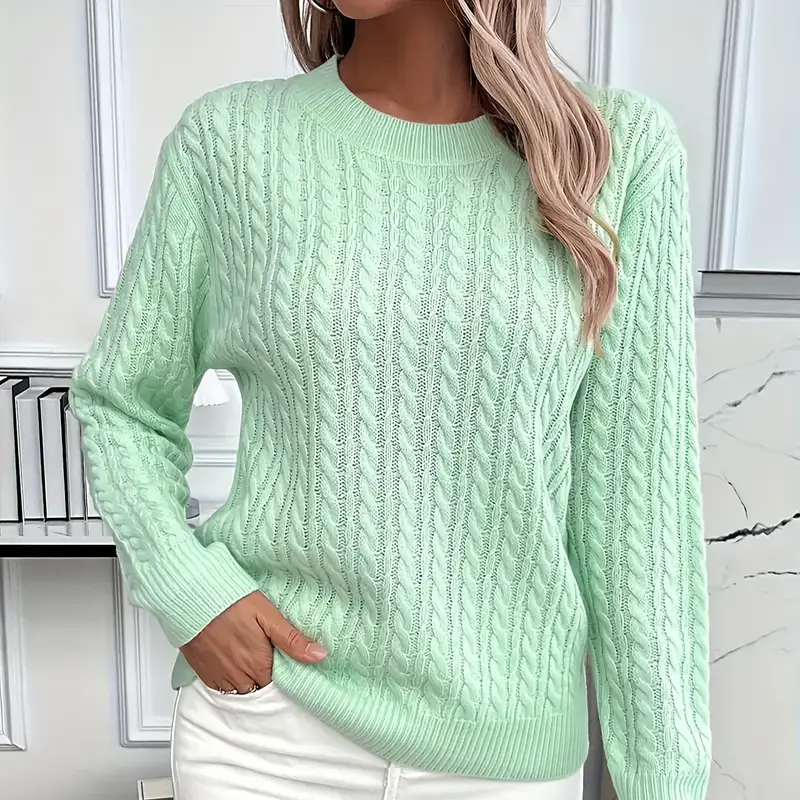 Damen - Sweatshirt - Klassische Passform - Zopfstrick-Look - Bequem und stilvoll für jeden Anlass
