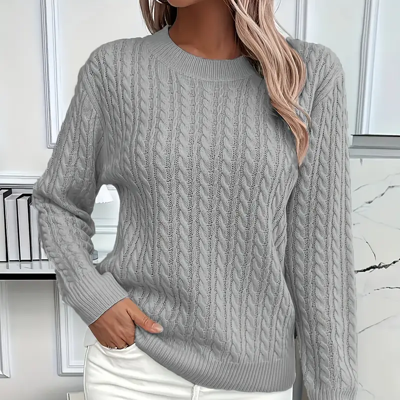 Damen - Sweatshirt - Klassische Passform - Zopfstrick-Look - Bequem und stilvoll für jeden Anlass