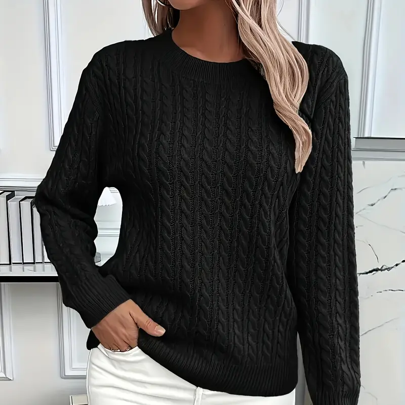 Damen - Sweatshirt - Klassische Passform - Zopfstrick-Look - Bequem und stilvoll für jeden Anlass
