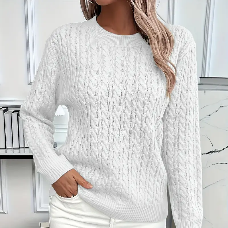 Damen - Sweatshirt - Klassische Passform - Zopfstrick-Look - Bequem und stilvoll für jeden Anlass