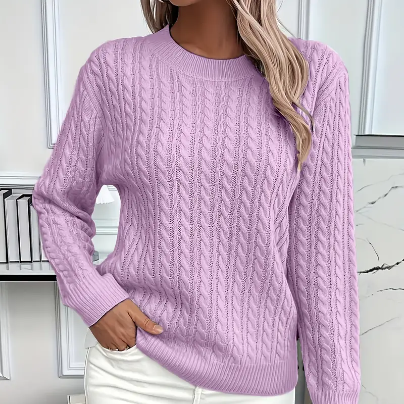 Damen - Sweatshirt - Klassische Passform - Zopfstrick-Look - Bequem und stilvoll für jeden Anlass