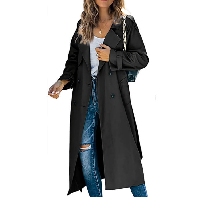 Damen - Trenchcoat - Langer Gürtel-Stil - Eleganter und modischer Übergangsjacke für jeden Anlass