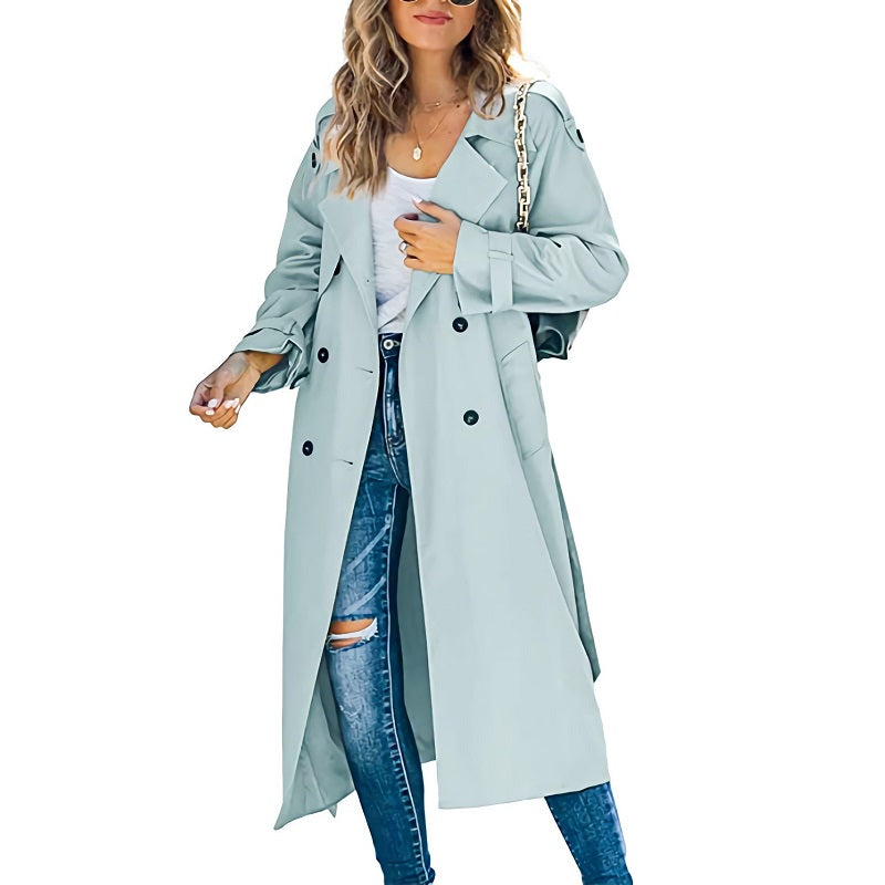 Damen - Trenchcoat - Langer Gürtel-Stil - Eleganter und modischer Übergangsjacke für jeden Anlass
