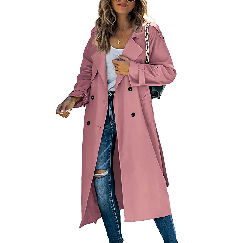 Damen - Trenchcoat - Langer Gürtel-Stil - Eleganter und modischer Übergangsjacke für jeden Anlass