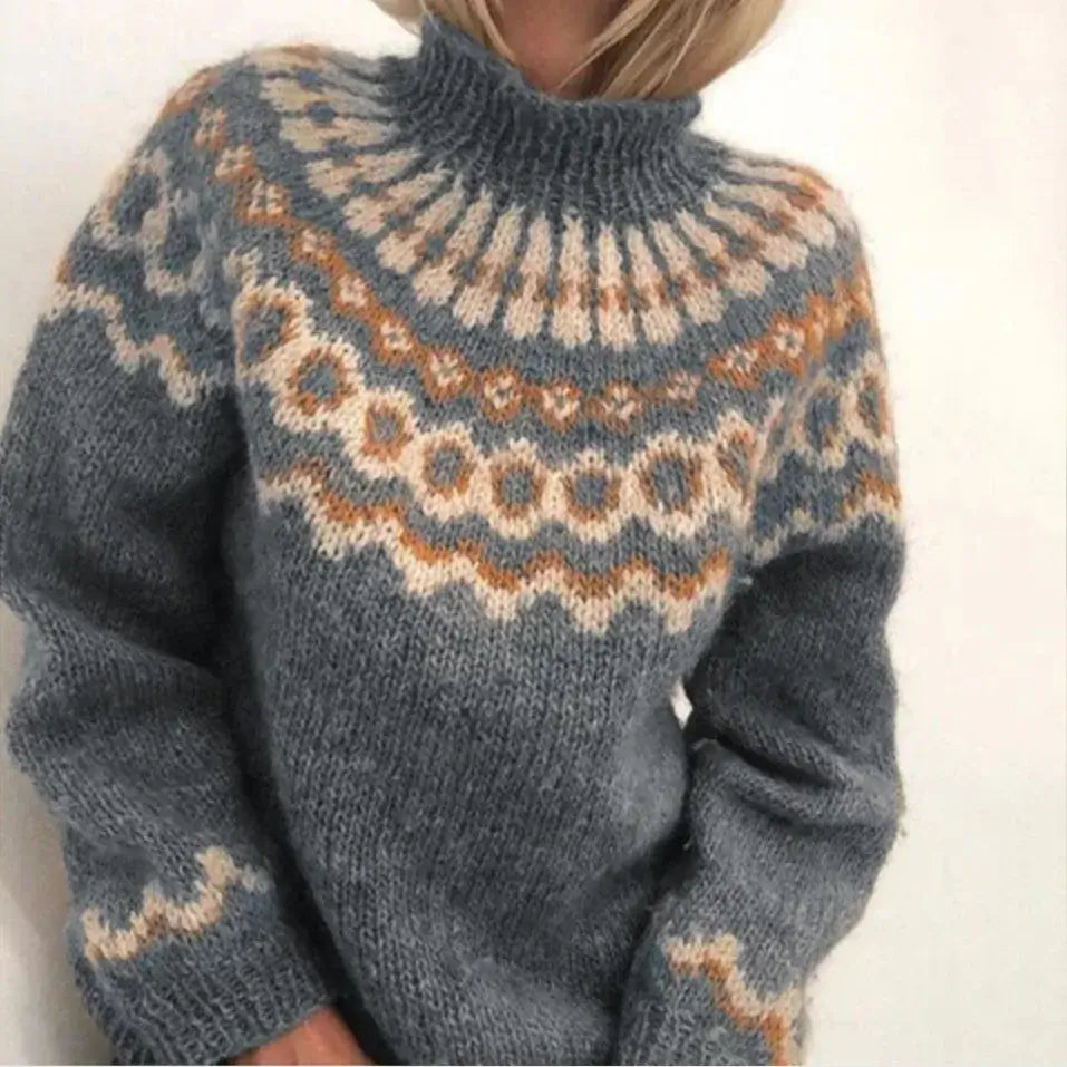 Damen - Norwegischer Strick - Weichem Material - Rollkragenpullover - Warm, Stilvoll und Bequem für jeden Anlass