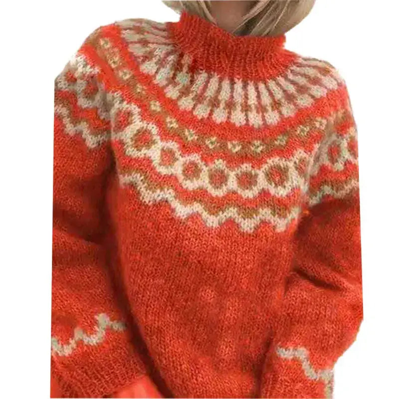 Damen - Norwegischer Strick - Weichem Material - Rollkragenpullover - Warm, Stilvoll und Bequem für jeden Anlass