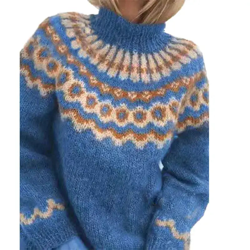 Damen - Norwegischer Strick - Weichem Material - Rollkragenpullover - Warm, Stilvoll und Bequem für jeden Anlass