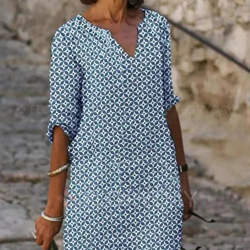 Damen - Freizeitkleid - Leicht Stoff - Lockerer Schnitt - Bequem für Jeden Tag - Ideal für Ihren Alltag
