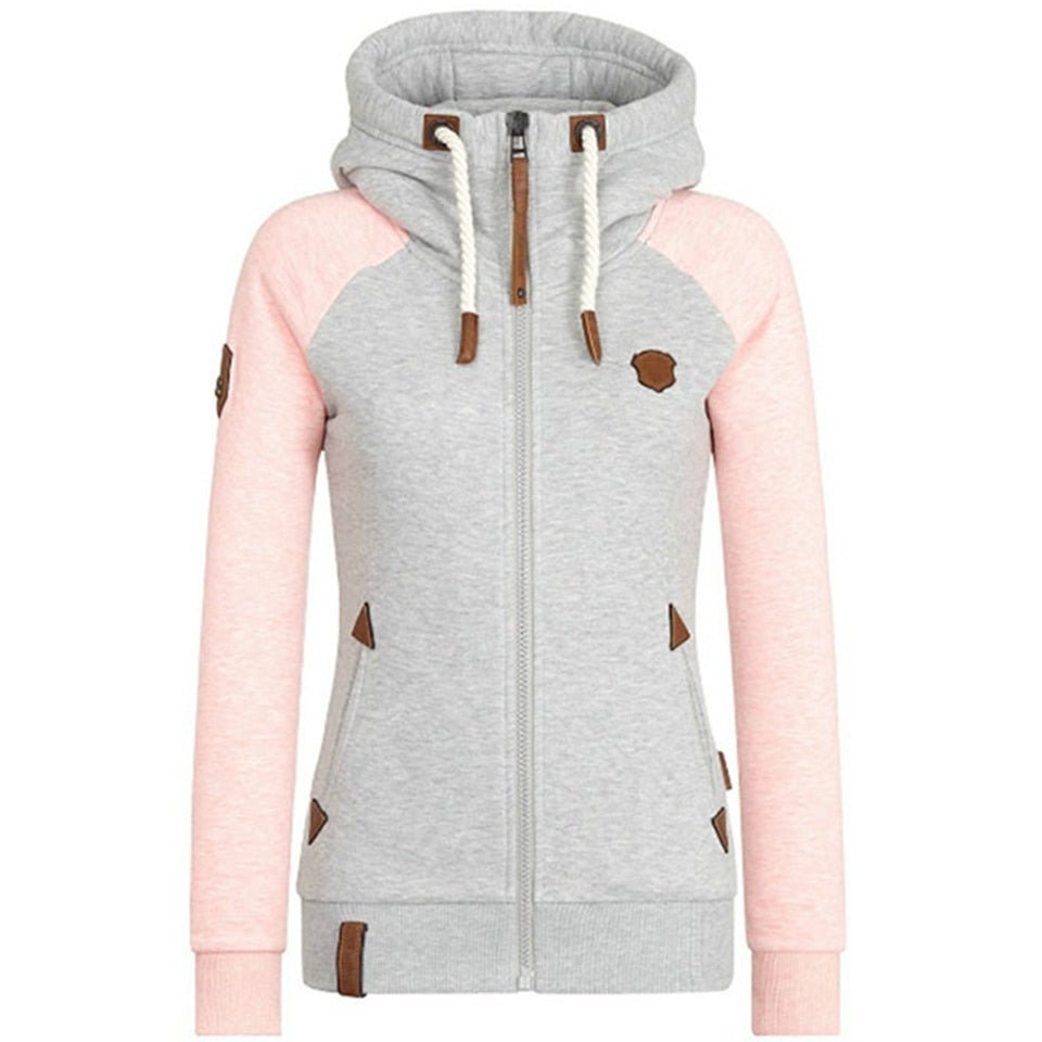 Damen - Kapuzenjacke - Reißverschluss - Bequemer Langarm-Pullover für lässige Outfits
