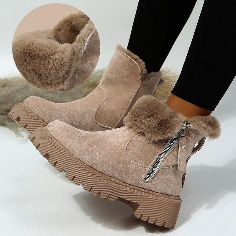 Damen - Stilvolle Stiefelette - Rutschfeste Sohle - Seitlicher Reißverschluss - Perfekt für jeden Anlass