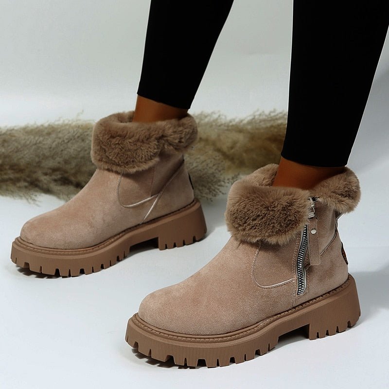 Damen - Stilvolle Stiefelette - Rutschfeste Sohle - Seitlicher Reißverschluss - Perfekt für jeden Anlass