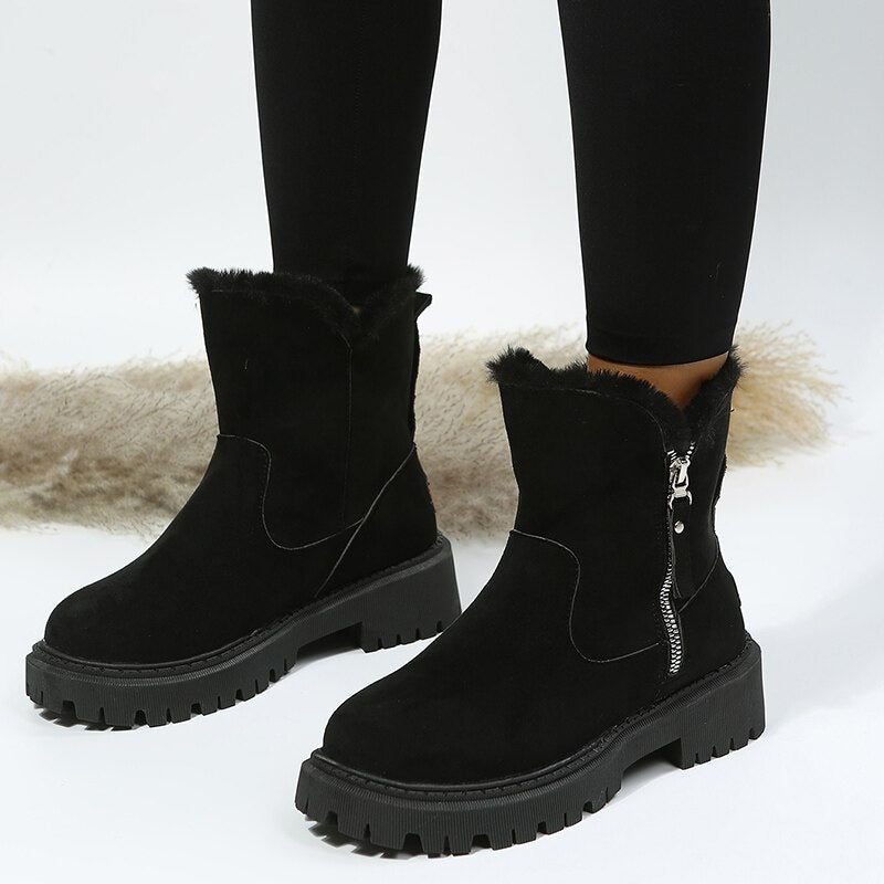 Damen - Stilvolle Stiefelette - Rutschfeste Sohle - Seitlicher Reißverschluss - Perfekt für jeden Anlass
