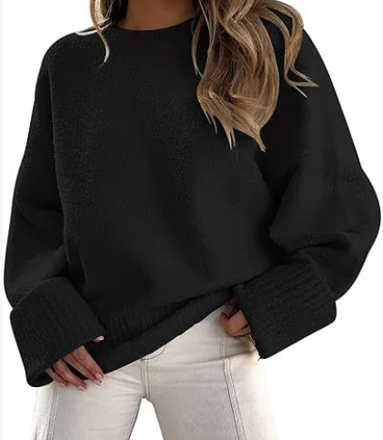 Damen - Eleganter Pullover - Plüschige Material - Wolle gestrickt - Stilvoll und bequem