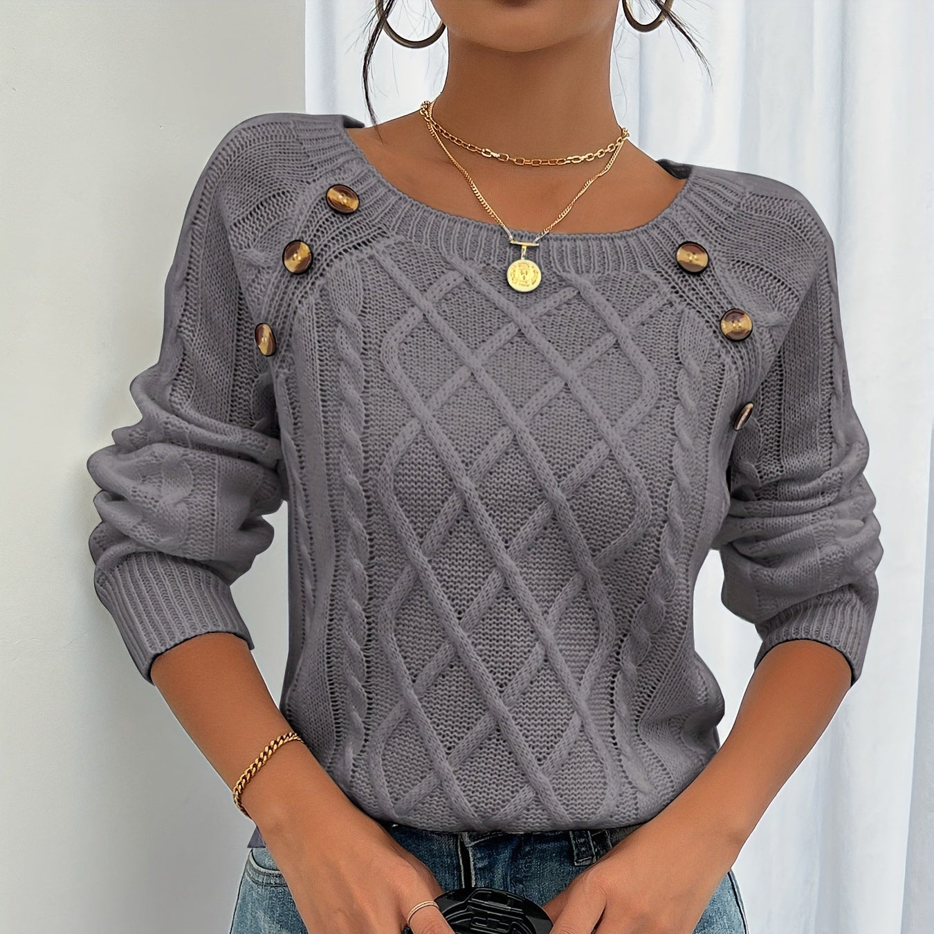 Damen - Strickpullover - Weicher Stoff - Bequemer und Stilvoller Pullover für Jeden Anlass