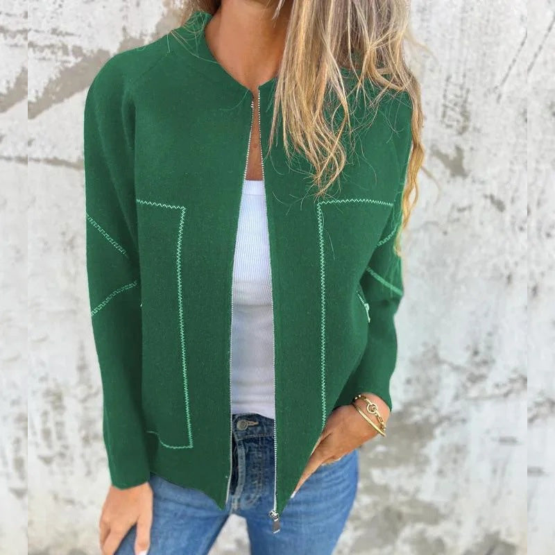 Damen - Stylische Jacke - Reißverschluss - Bequemer Stoff - Perfekt für jeden Anlass
