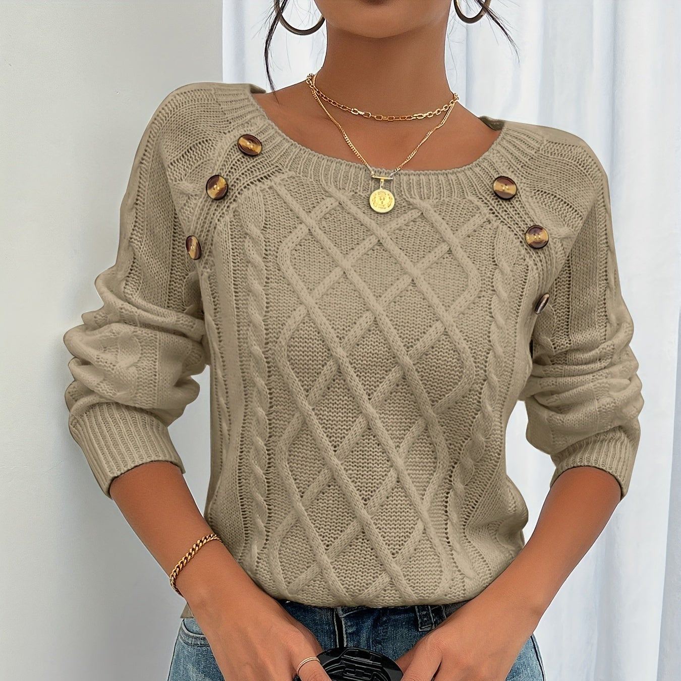 Damen - Strickpullover - Weicher Stoff - Bequemer und Stilvoller Pullover für Jeden Anlass