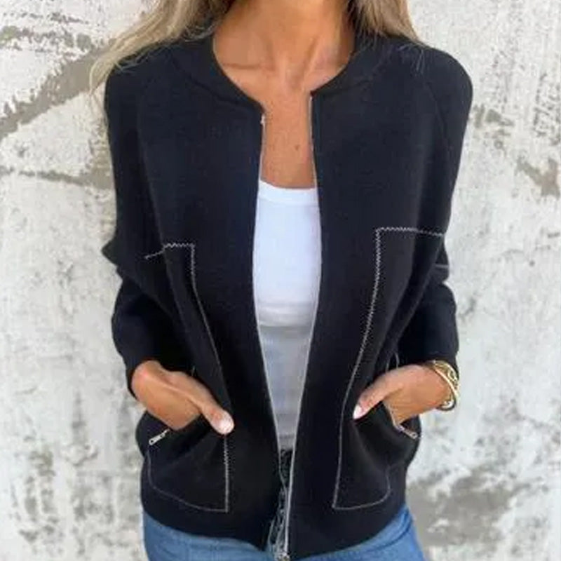 Damen - Stylische Jacke - Reißverschluss - Bequemer Stoff - Perfekt für jeden Anlass